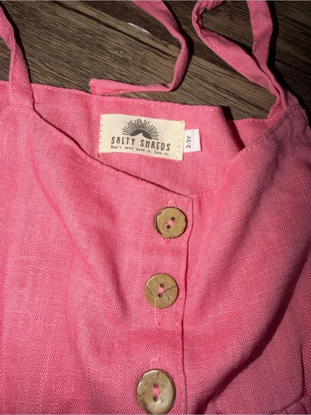 SALTY SHREDS Pink Tiered Tie-Shoulder Sundress